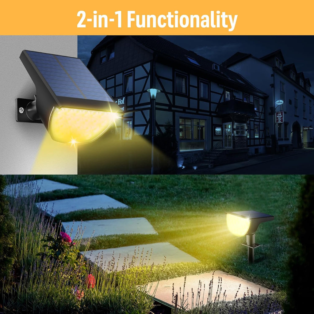 GKGG Solar Lights Outdoor Waterproof IP65, Solar Powered 76 LED 3 Lighting Modes Solar Spot Lights Outdoor for Yard Garden Landscape Pathway (Warm White, 4 Pack)