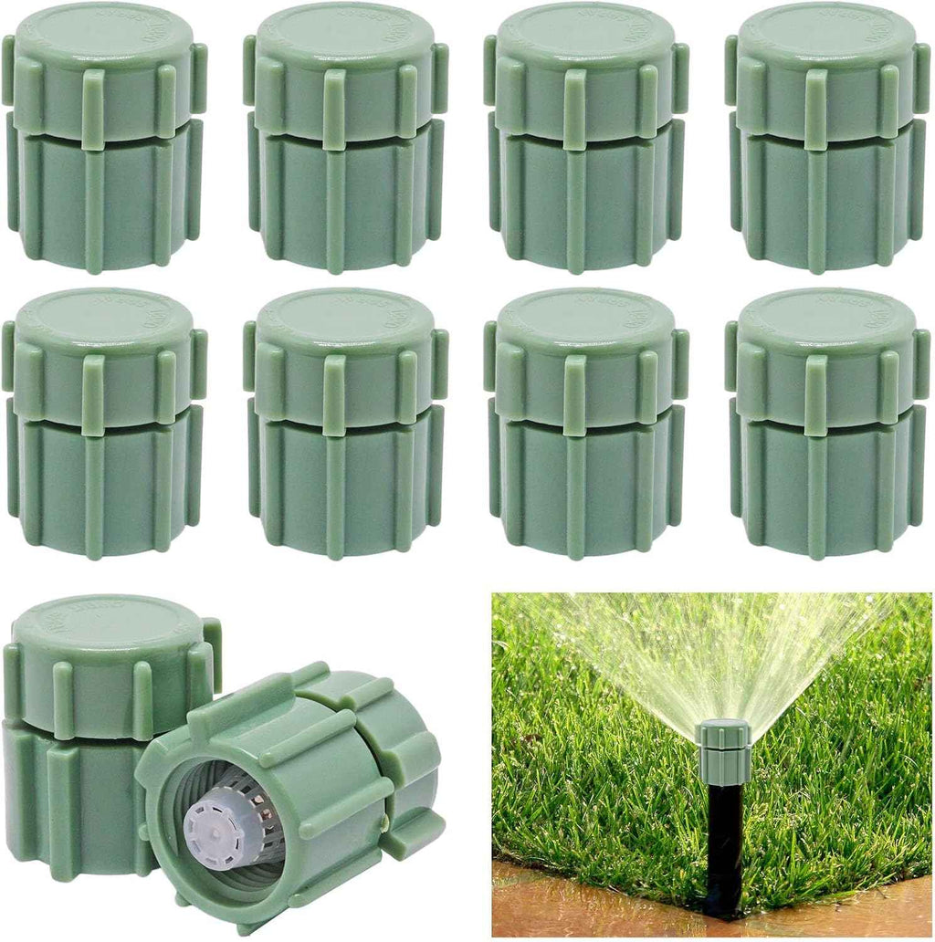 10 Pcs Adjustable Sprinkler Bubbler Head, Drip Irrigation Shrub Sprinkler with Flow Control for Garden, Lawn & Flower Beds, Fits 1/2" Male Thread (Green)