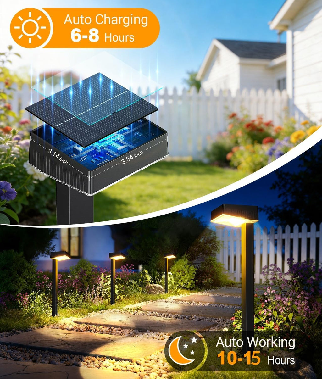ELECLINK Solar Pathway Lights Outdoor, 8 Pack Garden Lights Solar Powered Path Lights with Focused Beam Lens, 2 Light Modes Waterproof Outdoor Solar Light for Yard Driveway Walkway Landscape
