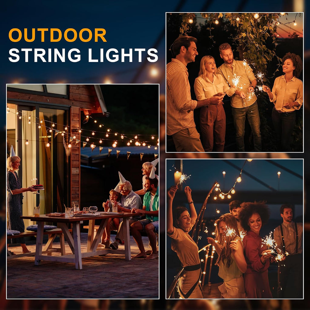 Zuske Outdoor String Lights, 50FT 4-Color LED Patio Lights with 25 Shatterproof G40 Globe Bulbs, Waterproof Hanging Lights for Outside, Backyard, Porch, Balcony, Gazebo, 2700K/3000K/4000K/6000K