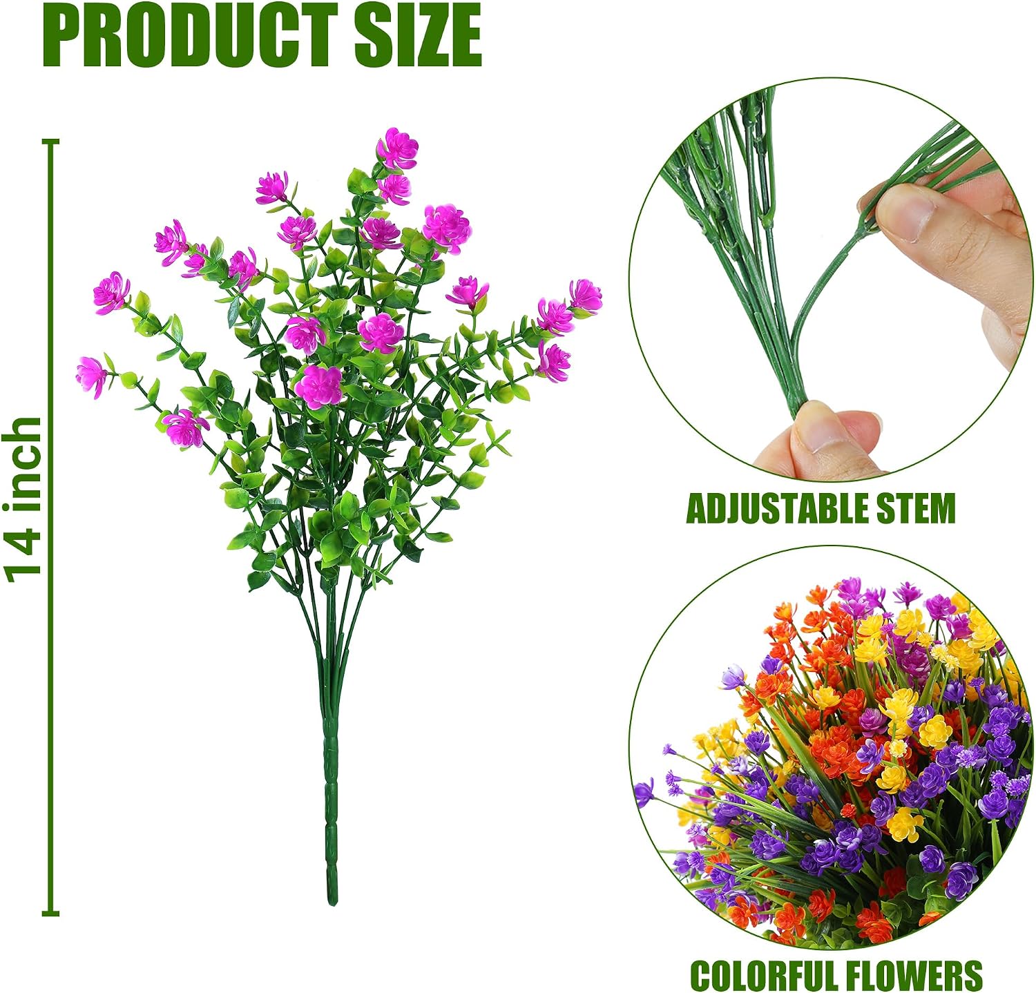 Sggvecsy Artificial Flowers for Outdoors 24 Bundles UV Resistant Boxwood Shrubs Artificial Eucalyptus Fake Plants Faux Plastic Greenery for Farmhouse Garden Home Indoor Outdoor Decoration（Mixed）