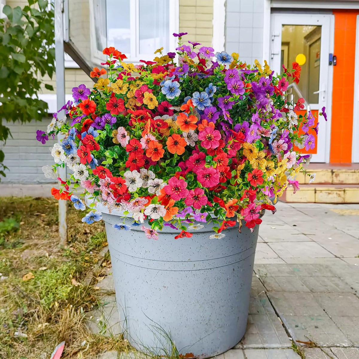 Agusbagli 72 Bundles Artificial Flowers Outdoor UV Resistant Fake Flowers No Fade Faux Plastic Greenery Shrub Plants for Wedding Home Garden Window Box Fireplace Thanksgiving Christmas Decor, Mix