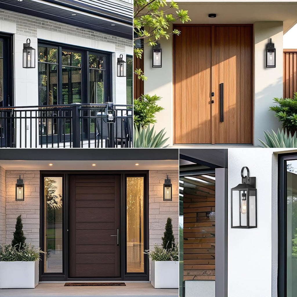 19" Large Outdoor Light Fixture 2 Pack, Black Exterior Lighting Fixtures | Anti Rust Porch Lights Outdoor, Modern Wall Lantern Coach Lamps Sconce, Outside Lights for House, Doorway, Garage, Patio