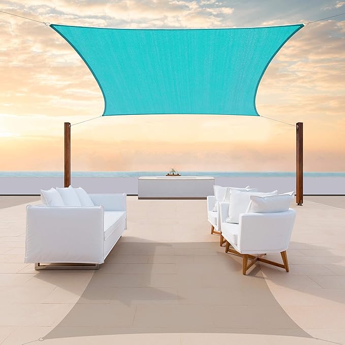 ColourTree TAPR1616 Custom Size 12' x 18' Turquoise Sun Shade Sail Canopy UV by ColourTree