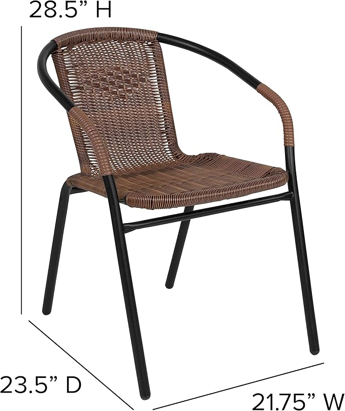 Flash Furniture Lila Medium Brown Rattan Indoor-Outdoor Restaurant Stack Chair - Image 3