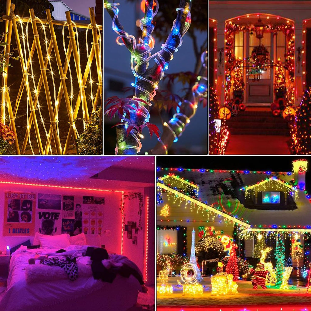 Nazuwke 49Ft LED Rope Lights for Outside, String Lights with Remotes | Waterproof 18 Colors 150 LEDs Colored Fairy Rope Lighting Outdoor Plug in for Bedroom Indoor Party Halloween Christmas