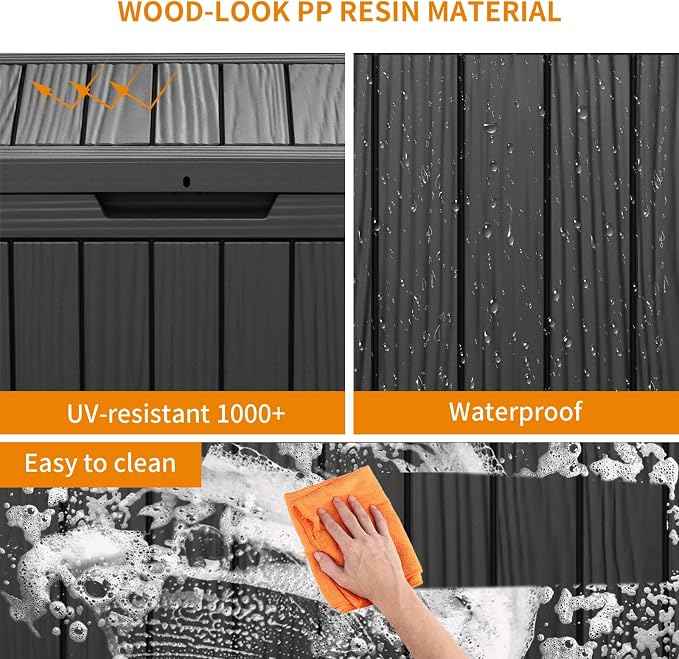 46 Gallon Outdoor Deck Box, Lockable Waterproof Outdoor Storage Boxes