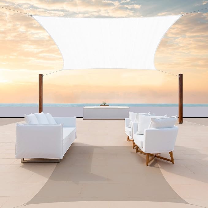 ColourTree TAPR1616 Custom Size 10' x 16' White Sun Shade Sail Canopy UV Block by ColourTree
