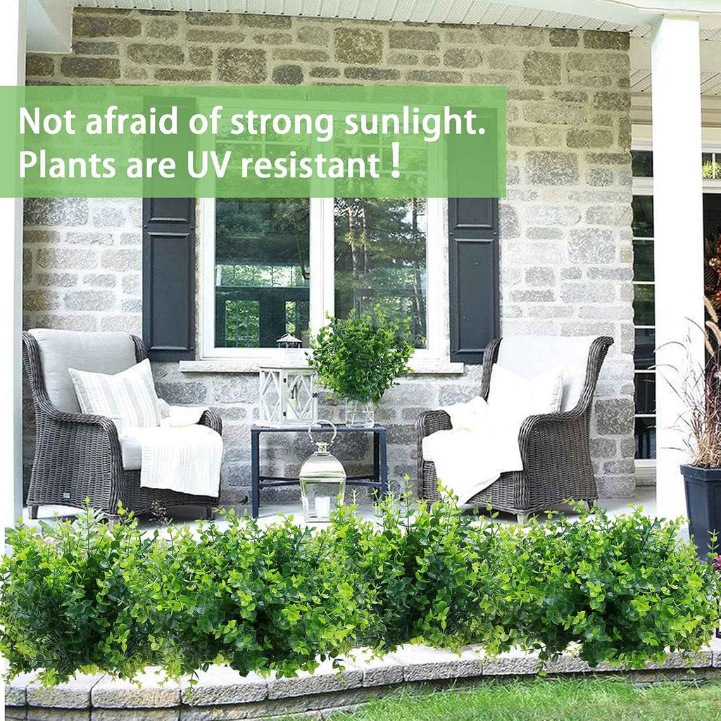 summer flower 10 Pack Artificial Boxwood Stems UV Resistant Faux Greenery Stems Fake Greenery Shrubs for Outdoor Patio Wedding Decor