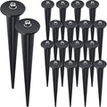 Zhengmy 16 Pack Metal Ground Stakes for Flood Light Solar Lights LED,Black | Threaded Spike with 16 Hex Screws, 6.3 Inch Replacement for Landscape Path Yard Lawn Gardens, Durable Metal Outdoor