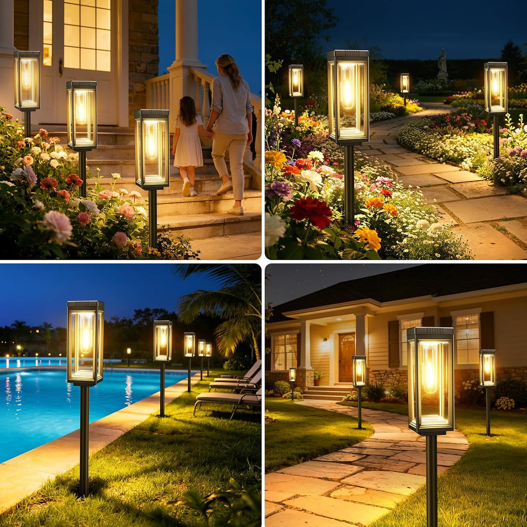Tall Solar Lights Outdoor, 8 Pack Bright Pathway Lights Solar Powered | Waterproof, Auto On/Off, Up to 15Hrs Outdoor Light for Garden Yard Walkway Driveway Lawn Landscape