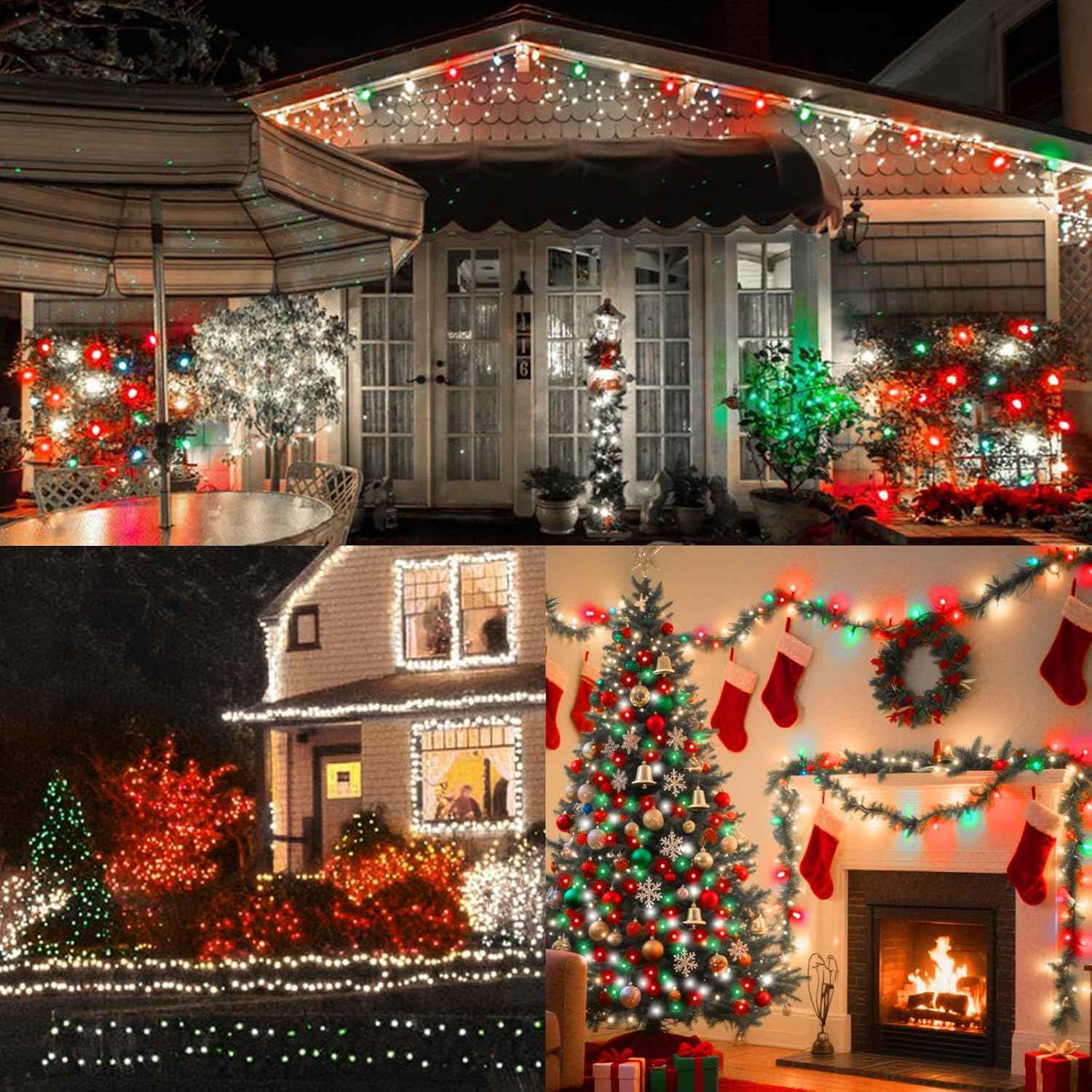LAMPHOME 33ft Christmas Decorative Mini Lights, 100 LED Green Wire Fairy Starry String Lights Plug in, 16 Lighting Modes for Outdoor Xmas Tree Wedding Party Decoration (Red/Green/White)