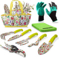 Garden Tool Set 9 Piece Heavy Duty Aluminum Gardening Hand Tools Kit Cute Gardening Supplies with Non-Slip Rubber Grip Gift for Women/Parent