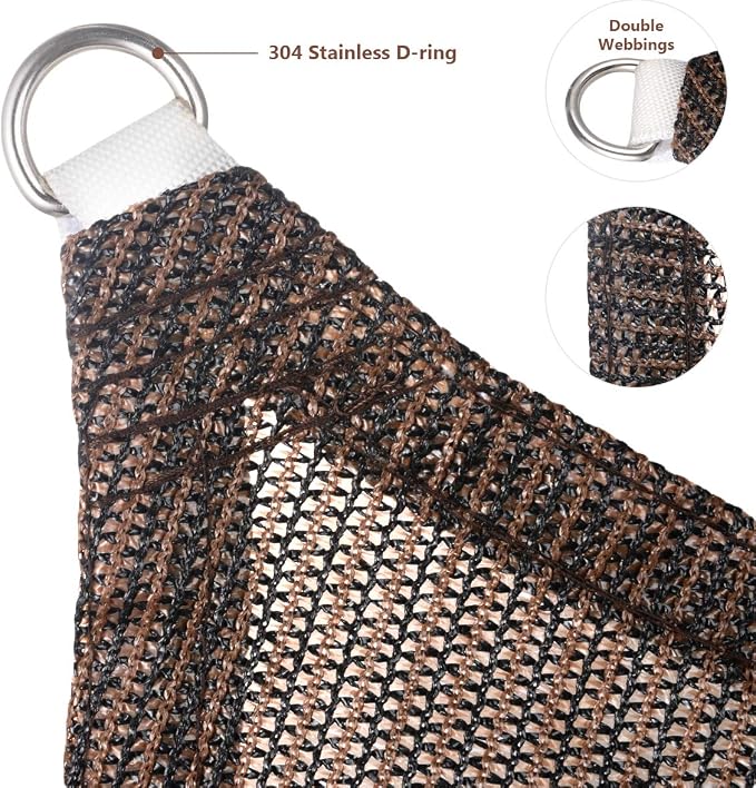Eden's Decor Straight Flat-Edged Sun Shade Sail Rectangular 10' x 15' Brown - Image 2