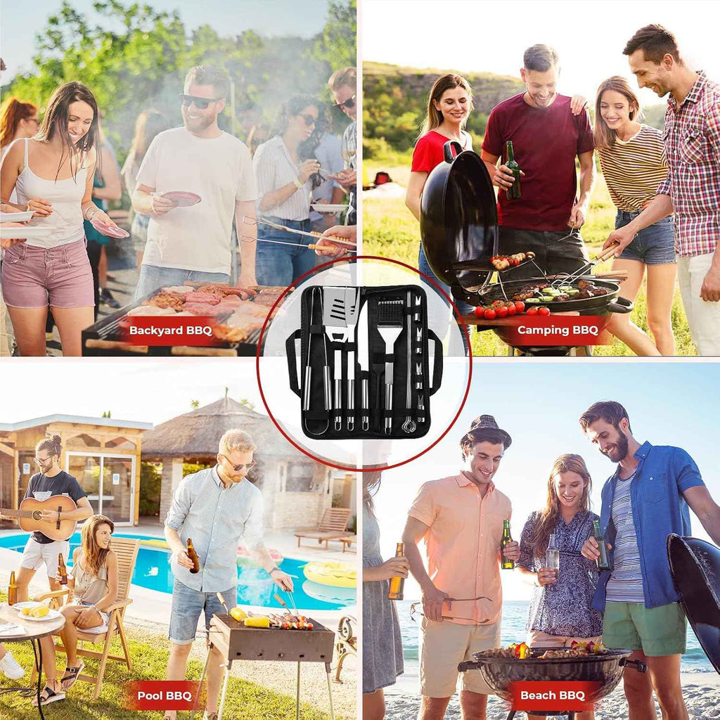 Grilling Accessories, BBQ Accessories, 15Pcs Grill Set, Grill Tools, Grill Accessories with Carrying Bag, Stainless Steel Grill Utensils Set, Grill Kit for Outdoor Camping, Grill Gifts for Men Father
