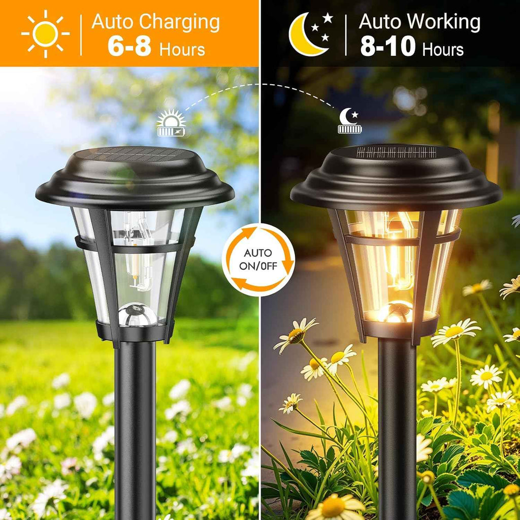 LETMY Solar Pathway Lights Outdoor, 4 Pack Solar Garden Lights Outdoor Waterproof, Auto On/Off Solar Powered Landscape Path Lights, Outdoor Solar Lights for Yard Lawn Patio Walkway Driveway