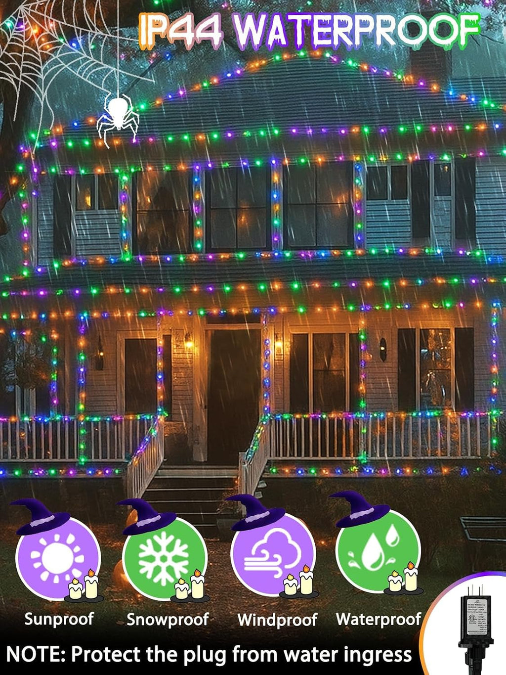 200 LED Smart RGB Color Changing String Lights APP & Remote for Halloween | 66 FT Halloween Twinkle Lights IP44 Waterproof, Timer, Music Sync, Multiple Colors & Modes, Outdoor Christmas Fall Decoration