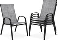 Outdoor Stackable Chairs Set of 4, Stacking Patio Chairs by Villeston