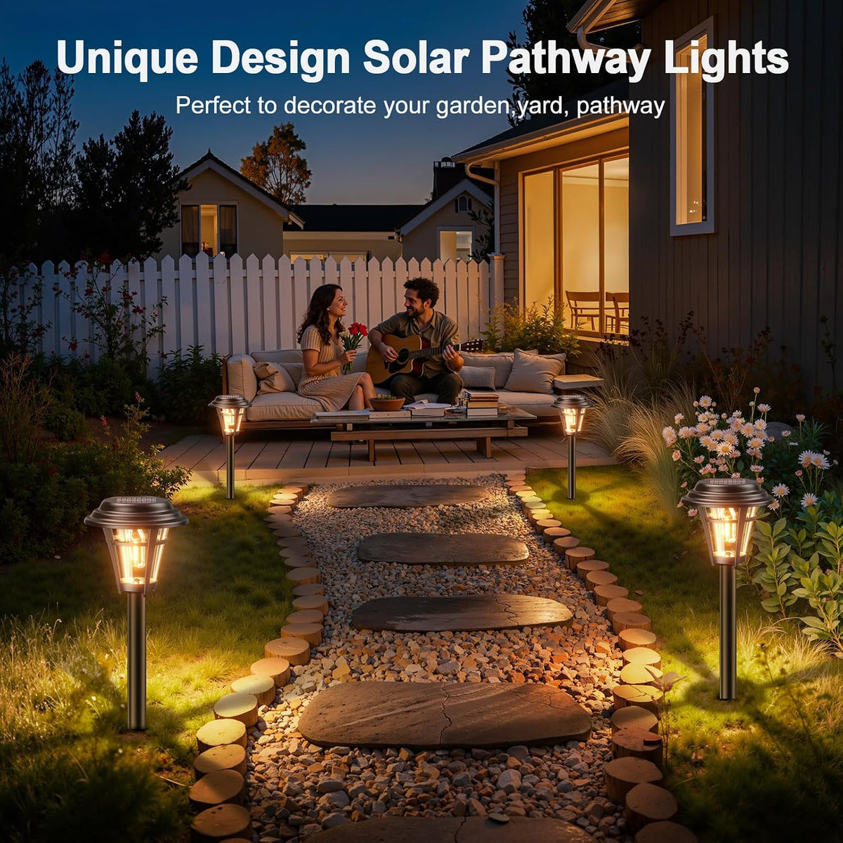 LETMY Solar Pathway Lights Outdoor, 4 Pack Solar Garden Lights Outdoor Waterproof, Auto On/Off Solar Powered Landscape Path Lights, Outdoor Solar Lights for Yard Lawn Patio Walkway Driveway