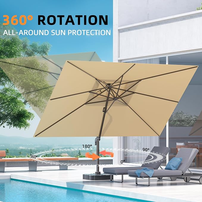 9' X 12' Patio Umbrellas Double Top Large Rectangle Umbrella Heavy Duty - Image 5