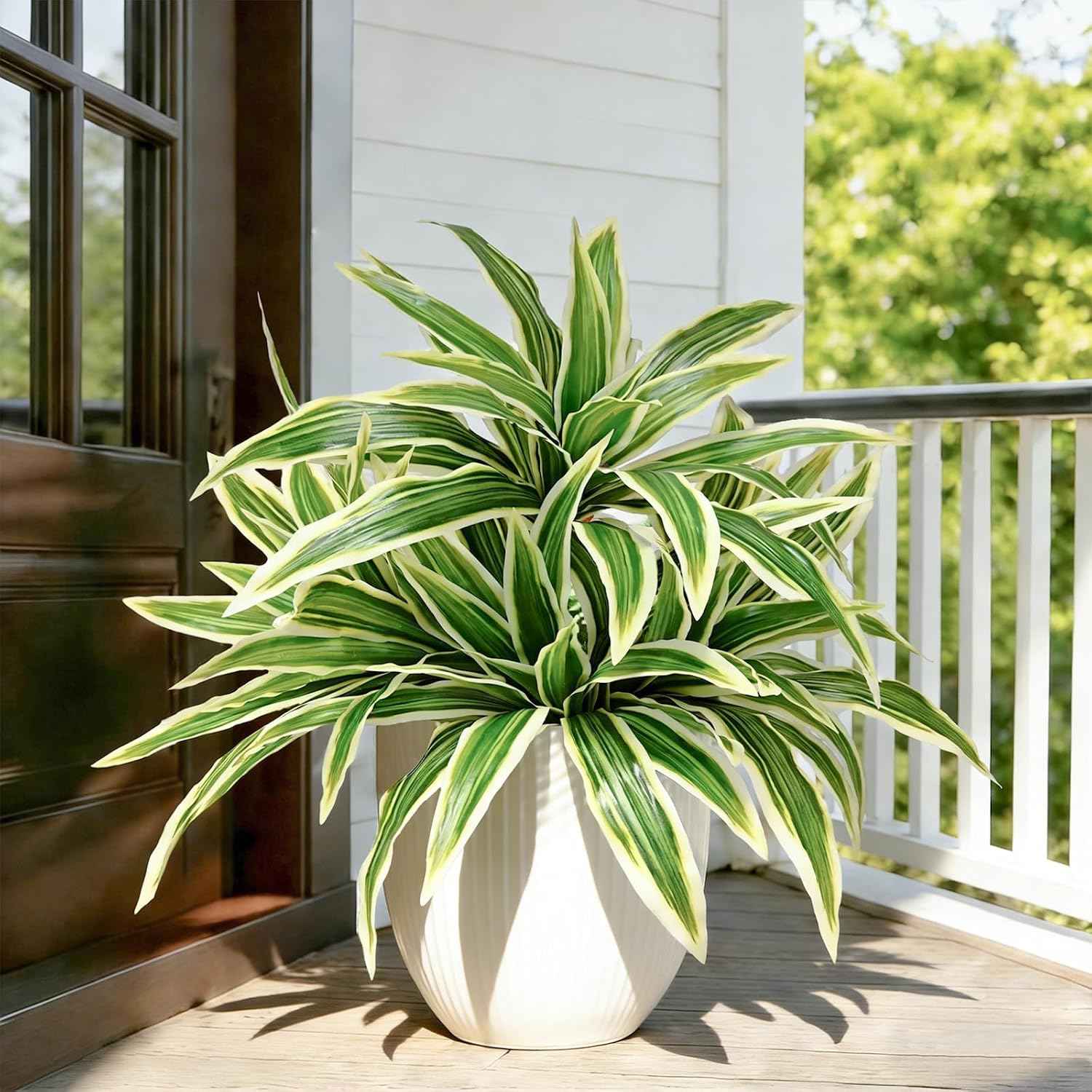Fake Ferns, Faux Outdoor Plants UV Resistant,3D Real Touch Fake Plants Total 80 Blades,Weatherproof Artificial Plants Outdoor Indoor for Garden Porch Home Office Decor