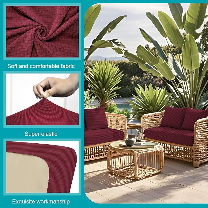 12Pcs Stretch Patio Cushion Covers, Outdoor Couch Covers Replacement, Outdoor - Image 3