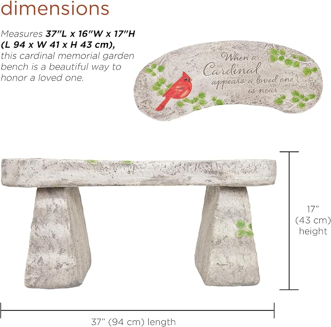 Alpine Corporation 37" Long Outdoor Memorial Bench - Image 3