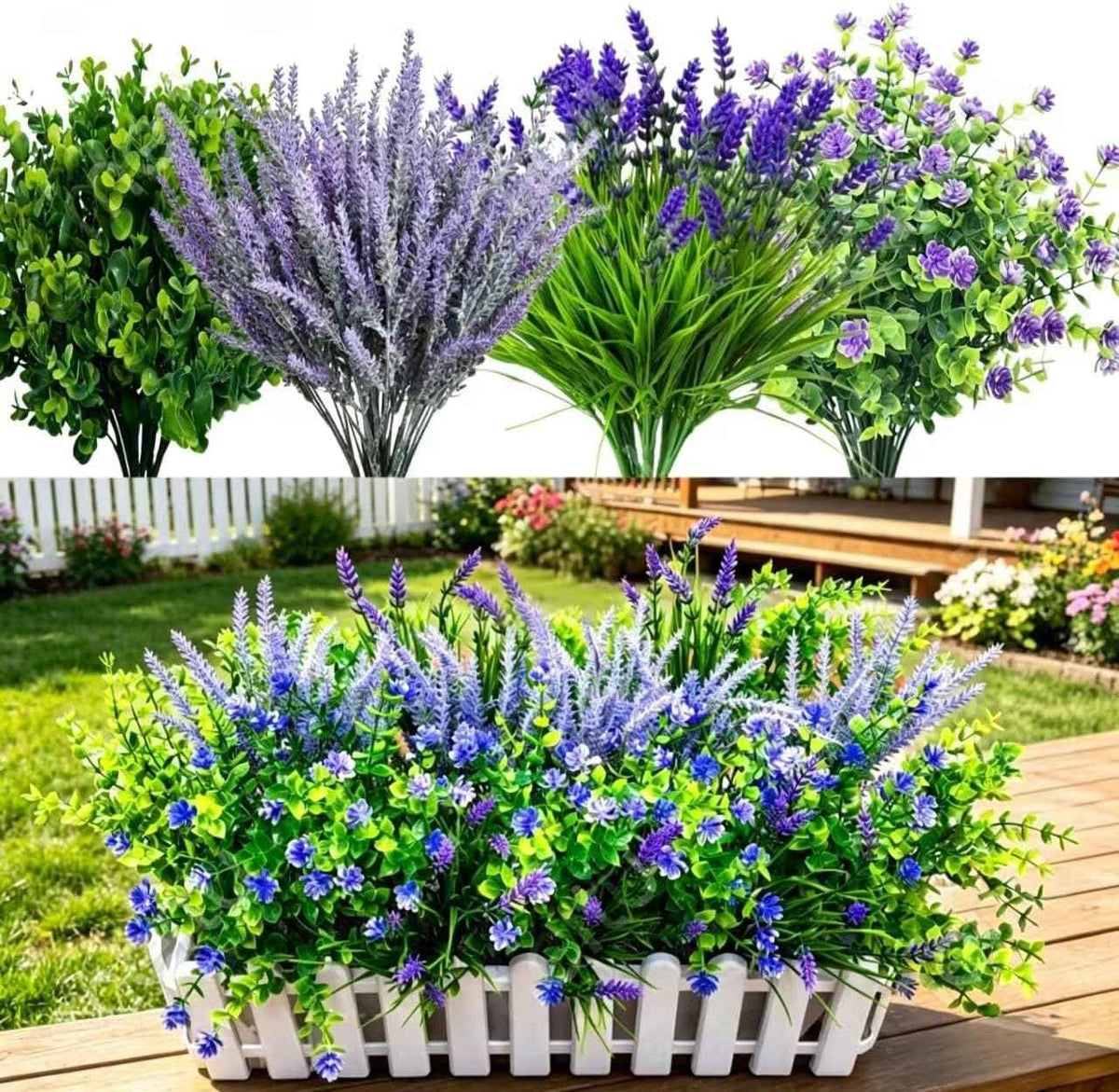 20 Bundles Artificial Plants for Outdoor Decor Realistic Faux Greenery & Flowers Fake Plastic Leaves with Stems UV Resistant No Fade for Garden Patio and Porch Farmhouse Outside Bushes Decor