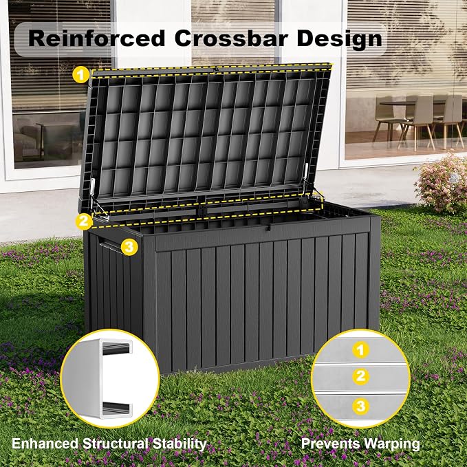 Deck Box - 280 Gallon Large Outdoor Storage box, Waterproof Patio Furniture and - Image 5