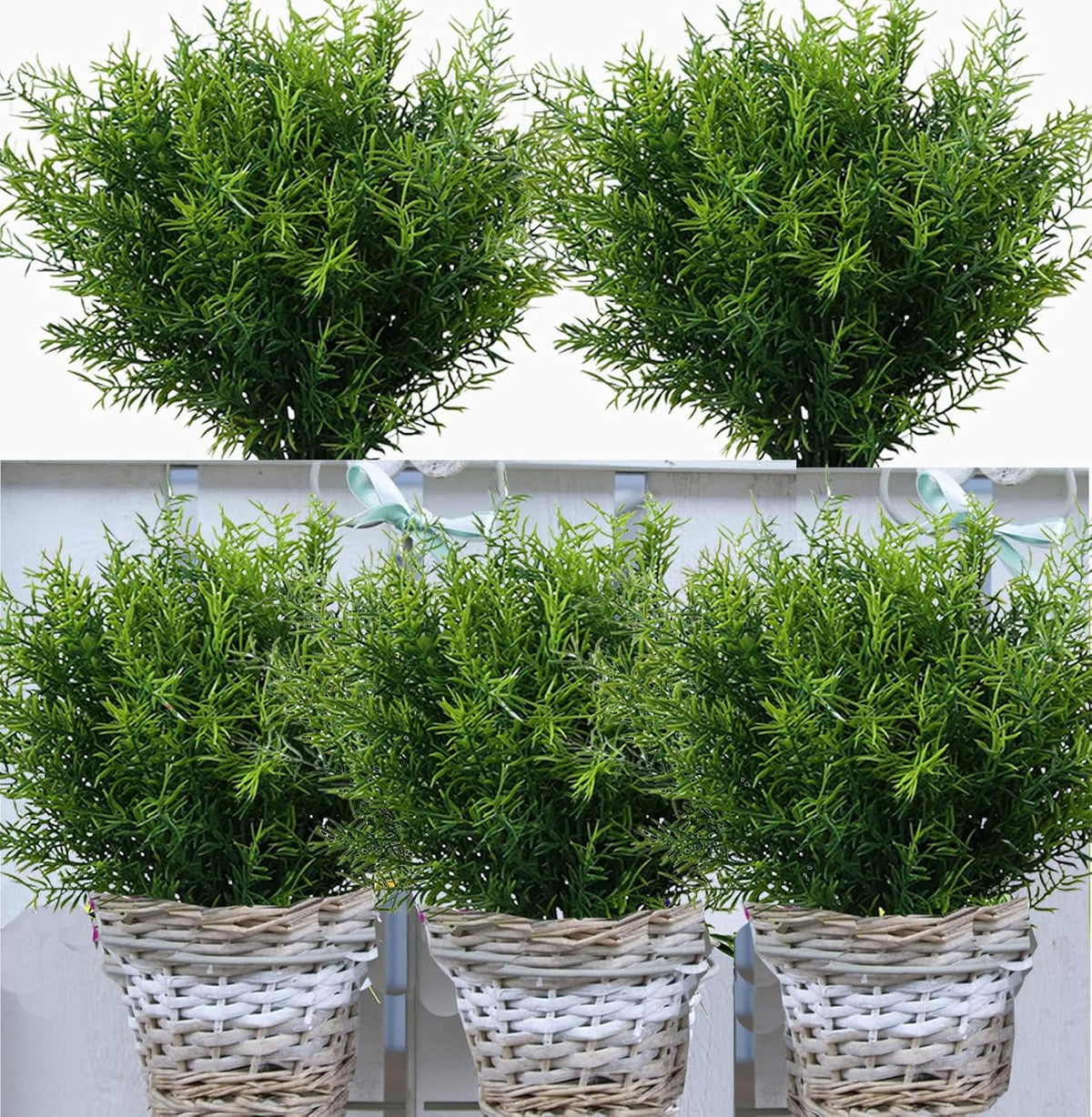 Toprooms Outdoor Faux Plants Greenery Artificial Flowers Fake Boxwood Shrubs UV Resistant Plastic Plant for Farmhouse Garden Porch Patio Indoor Wedding Decoration (1#Outdoor Greenery, 12 Pcs)
