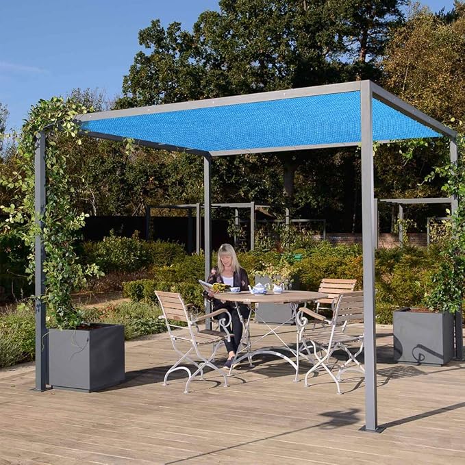 Eden's Decor Straight Flat-Edged Sun Shade Sail Rectangular 4' x 10' Blue - Image 7