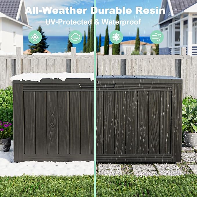 DRATO 75 Gallon Deck Box, Waterproof Resin Large Outdoor Storgae Box - Image 5