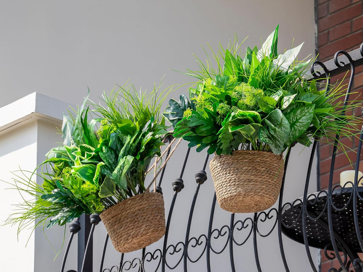 18PCS Artificial Plants Outdoor, Faux Flower Greenery Stems for Outside | UV Resistant Faux Outdoor plants, Fake Shrubs Plants for Patio Garden, Front Porch, Window Box, Spring Summer Home Decor