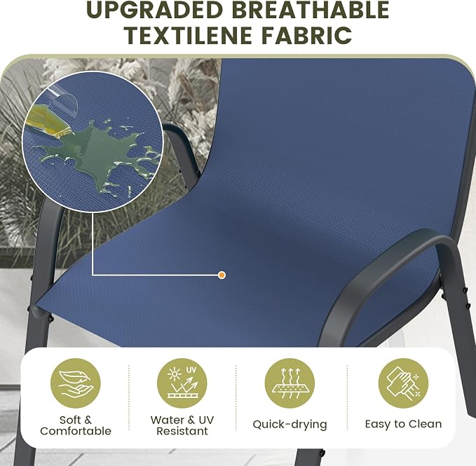 UDPATIO Patio Chairs Set of 8, Stackable Outdoor Dining Chairs - Image 5