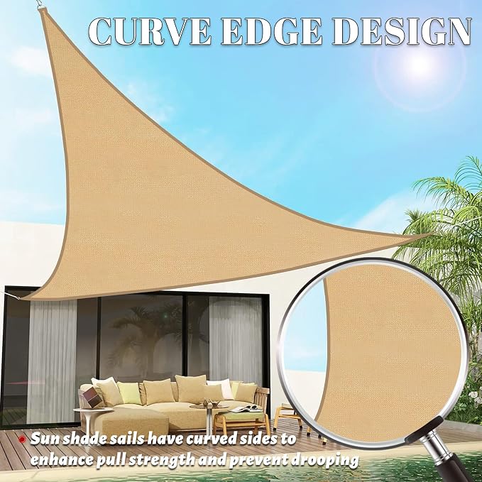 SUNLAX Custom Size 10'x18'x20.6' Sand Sun Shade Sail Right Triangle UV Block - Image 3