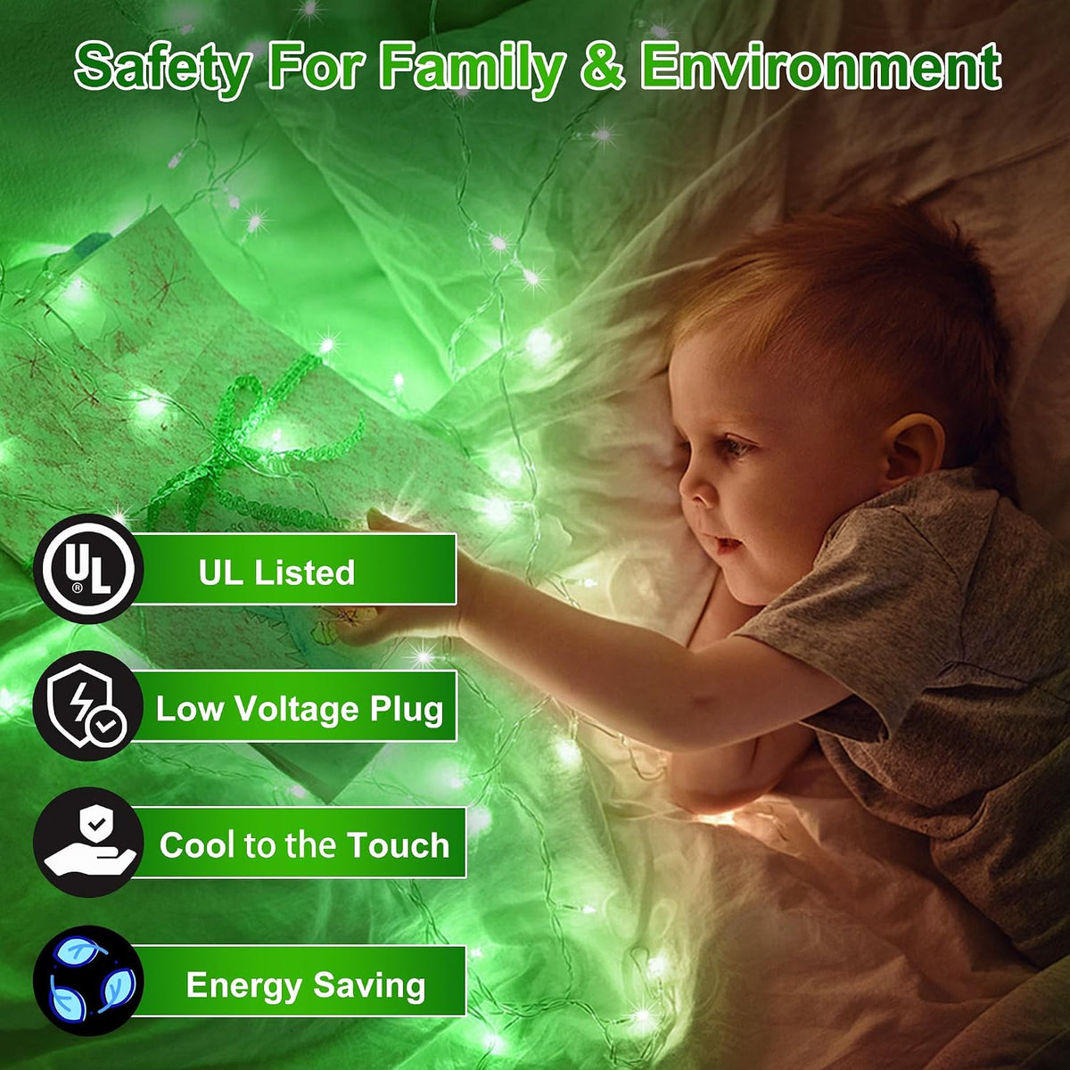 350 LED 90FT Christmas Lights, 12 Modes Christmas String Lights, Plug-In | Green String Lights with Timer, Dimming and Weather-Resistant Construction for Trees, Windows, Mantels, Bedrooms and Patios.
