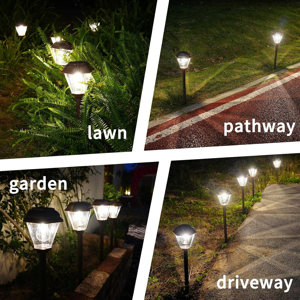 Sublume Solar Pathway Lights Outdoor 4 Pack, Solar Landscape Lights with 1000mAh Battery, IP 65 Waterproof, Auto On/Off,Warm White Solar Walkway Lights for Driveway, Yard, Garden Decor
