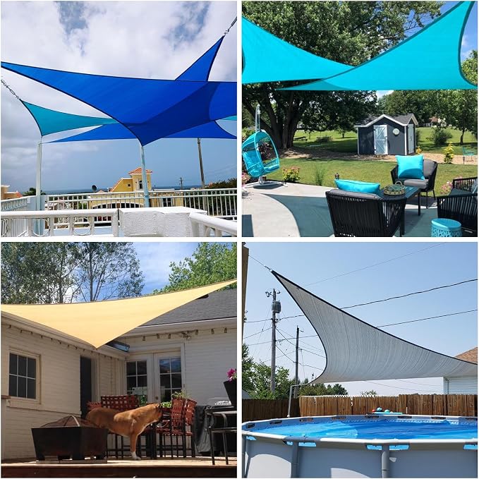 Patio Paradise 16' x 16' x 15'10" Sun Shade Sail Triangle Canopy, Permeable - Image 2