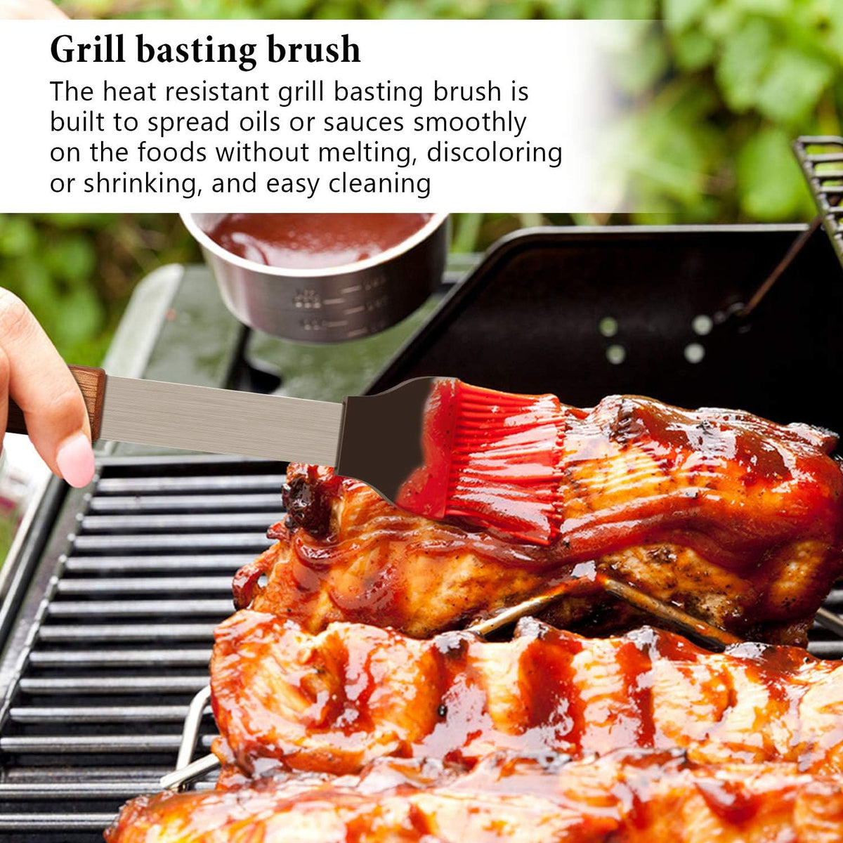 IMAGE Wooden BBQ Accessories Grilling Tools,Stainless Steel BBQ Tools Grill Utensils Set for Outdoor Grill, Cooking, Backyard Barbecue & Camping Gift for Man Dad Women Barbecue Enthusiasts Set of 4