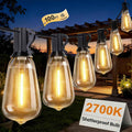 100FT Outdoor String Lights, Waterproof Patio Lights with Clear Shatterproof Plastic ST38 Vintage Edison Bulbs, Connectable Outside Hanging Lights for Backyard, Porch, Deck, Balcony, Garden, 2700K