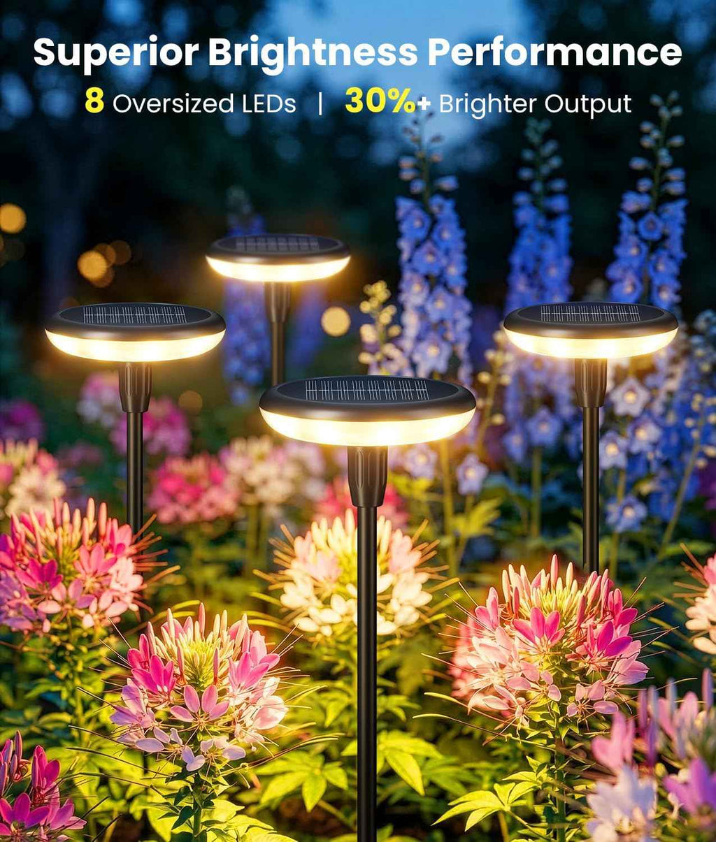 LETMY Solar Pathway Lights Outdoor, 8 Pack Bright Solar Garden Lights | 8 Bright LED, 3000K Warm White, 12-16H Runtime, IP65 Waterproof, Auto On/Off, Landscape Lighting for Yard, Path & Garden Lawn
