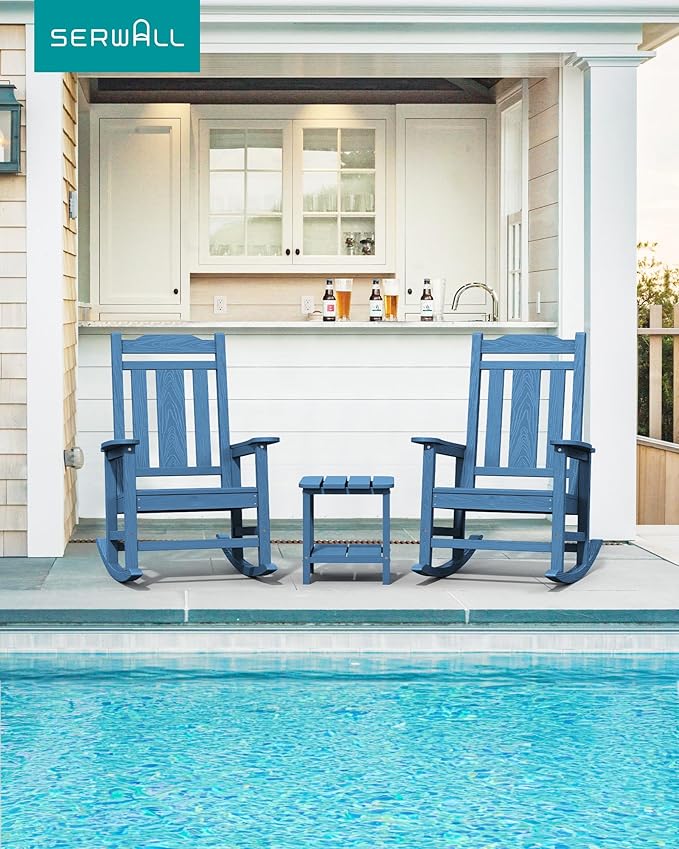 SERWALL Oversized Rocking Chair Outdoor, HDPE Outdoor Rocking Chair - Image 2