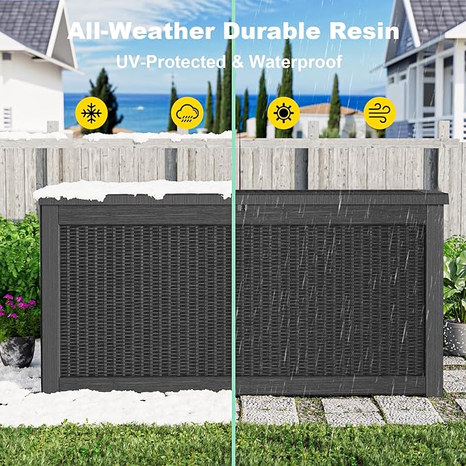 ROJIK Outdoor Storage Housing Deck Box, Waterproof Patio Furniture, Garden Tools - Image 6