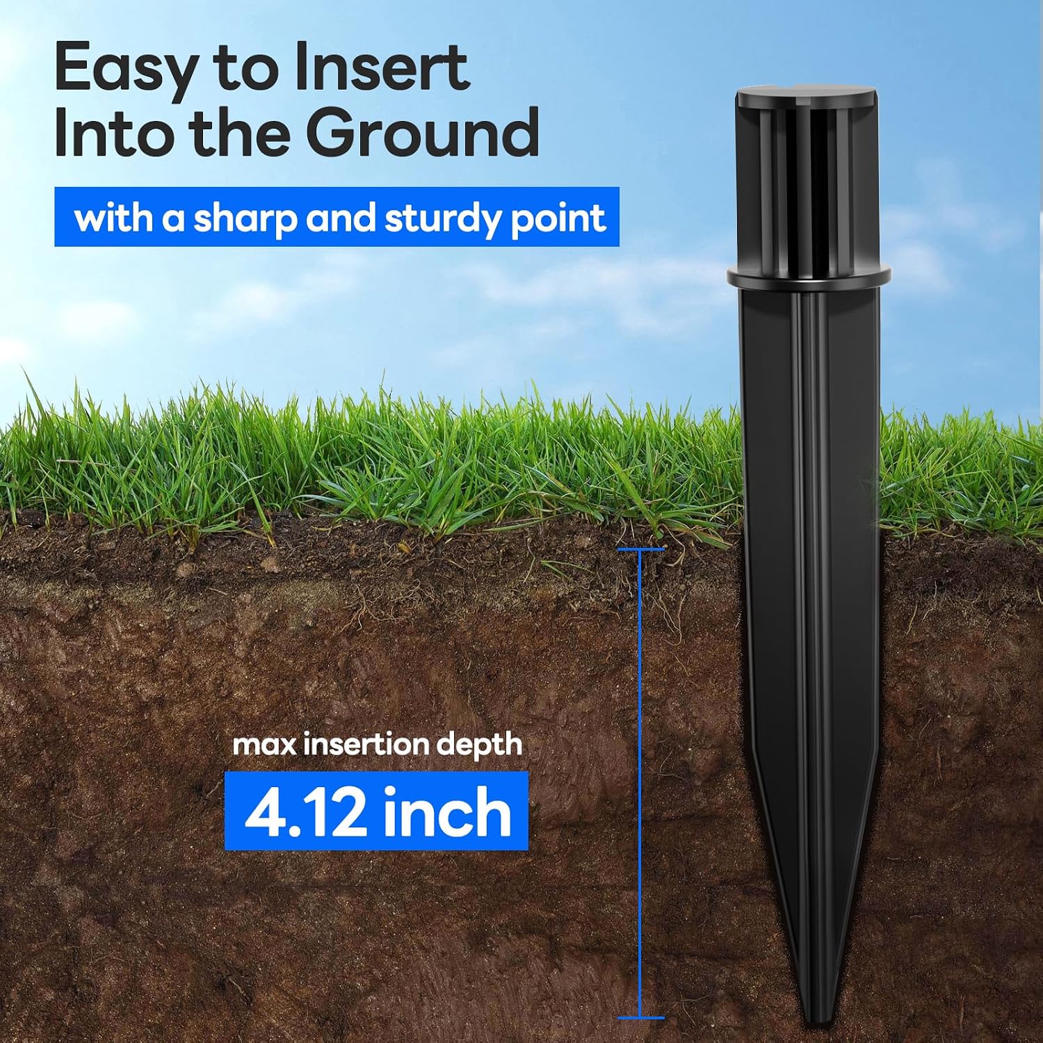COXSENI Reinforced Ground Stakes, 0.75" x 5.12" for Solar Lights, 8 Pack | Heavy Duty ABS Plastic, Weather Resistant, Replacement Nails for Pathway, Garden, Torch & Landscape Lights