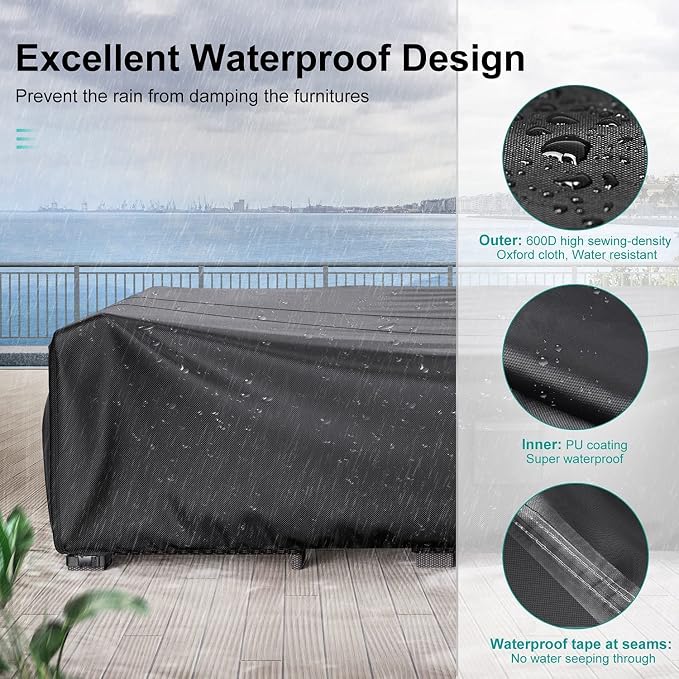 Patio Furniture Covers, Heavy Duty 600D Outdoor Furniture Cover Waterproof - Image 3