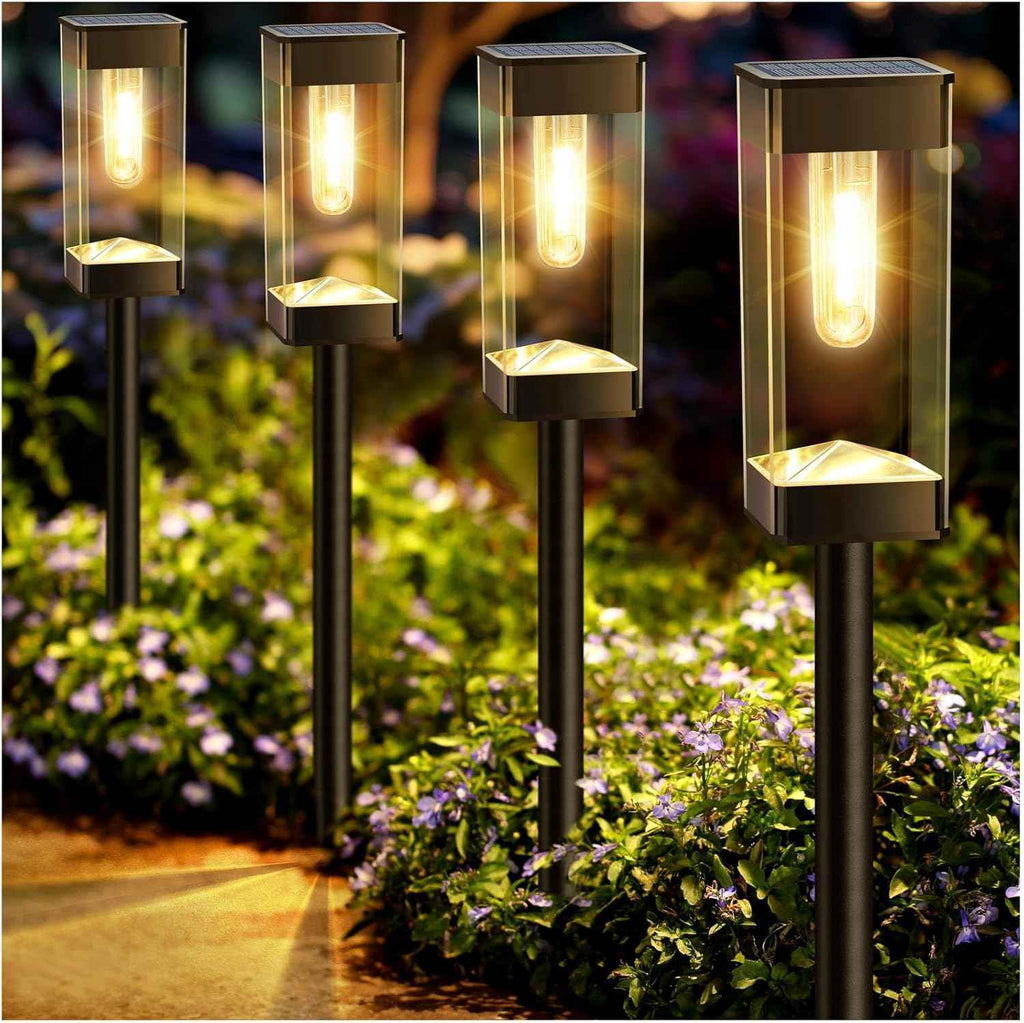 Solar Pathway Lights Outdoor Waterproof Landscape Lighting 8 Pack | Solar Lights Outdoor for Yard Driveway Garden Walkway Lawn Path Decor, Auto On/Off, LED Bright Tungsten Filament Bulb