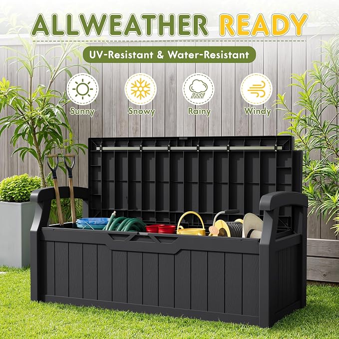 Greesum 80 Gallon Outdoor Storage Bench Deck Box - Image 6