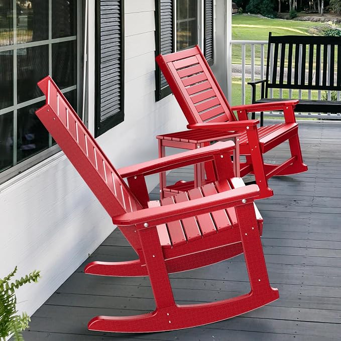 GREENVINES Outdoor Rocking Chairs | Set of 2 | Porch Rocker | HDPE Plastic | - Image 9