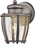 Westinghouse Lighting 6468800 One-Light, Antique Silver Finish with Clear Curved Glass Outdoor Wall Fixture