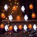 JOYIN Halloween String Lights Decorations, 19.7FT 30 LED Battery Operated Ghost Pumpkin 3D String Light with 8 Lighting Modes for Home Indoor Outdoor Halloween Party Decor(Orange/White Color)